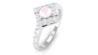 0.50 CT Rose Quartz Minimal Textured Ring with Diamond Accent Rose Quartz - ( AAA ) - Quality - Rosec Jewels