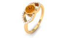 0.75 CT Split Shank Citrine Solitaire Ring with Diamond Accent Citrine - ( AAA ) - Quality - Rosec Jewels