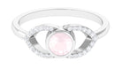 0.75 CT Real Rose Quartz Solitaire Ring with Diamond Accent Rose Quartz - ( AAA ) - Quality - Rosec Jewels