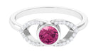 Pink Tourmaline Solitaire Split Shank Ring with Diamond Pink Tourmaline - ( AAA ) - Quality - Rosec Jewels