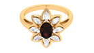 1.75 Ct Oval Garnet Flower Cocktail Ring with Moissanite Garnet - ( AAA ) - Quality - Rosec Jewels