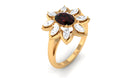 1.75 Ct Oval Garnet Flower Cocktail Ring with Moissanite Garnet - ( AAA ) - Quality - Rosec Jewels