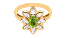 1.25 CT Oval Cut Peridot Cocktail Ring with Moissanite Peridot - ( AAA ) - Quality - Rosec Jewels