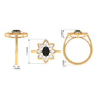 1.25 Ct Oval Black Onyx Flower Cocktail Ring with Moissanite Black Onyx - ( AAA ) - Quality - Rosec Jewels