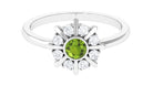 0.50 CT Natural Peridot Statement Ring with Diamond Stones Peridot - ( AAA ) - Quality - Rosec Jewels