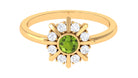 0.50 CT Natural Peridot Statement Ring with Diamond Stones Peridot - ( AAA ) - Quality - Rosec Jewels