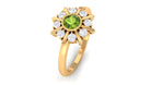 0.50 CT Natural Peridot Statement Ring with Diamond Stones Peridot - ( AAA ) - Quality - Rosec Jewels