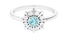 1/2 Carat Bezel Set Aquamarine Statement Ring with Diamond Aquamarine - ( AAA ) - Quality - Rosec Jewels