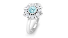 1/2 Carat Bezel Set Aquamarine Statement Ring with Diamond Aquamarine - ( AAA ) - Quality - Rosec Jewels