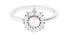 0.50 CT Real Rose Quartz Statement Ring with Diamond Stones Rose Quartz - ( AAA ) - Quality - Rosec Jewels