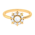 3/4 Carat Bezel Set Moonstone and Diamond Statement Ring Moonstone - ( AAA ) - Quality - Rosec Jewels