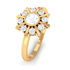 3/4 Carat Bezel Set Moonstone and Diamond Statement Ring Moonstone - ( AAA ) - Quality - Rosec Jewels