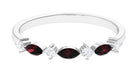 Simple Garnet and Diamond Half Eternity Ring Garnet - ( AAA ) - Quality - Rosec Jewels