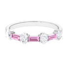 1.25 CT Natural Pink Tourmaline Semi Eternity Ring with Moissanite Pink Tourmaline - ( AAA ) - Quality - Rosec Jewels