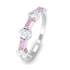 1.25 CT Natural Pink Tourmaline Semi Eternity Ring with Moissanite Pink Tourmaline - ( AAA ) - Quality - Rosec Jewels