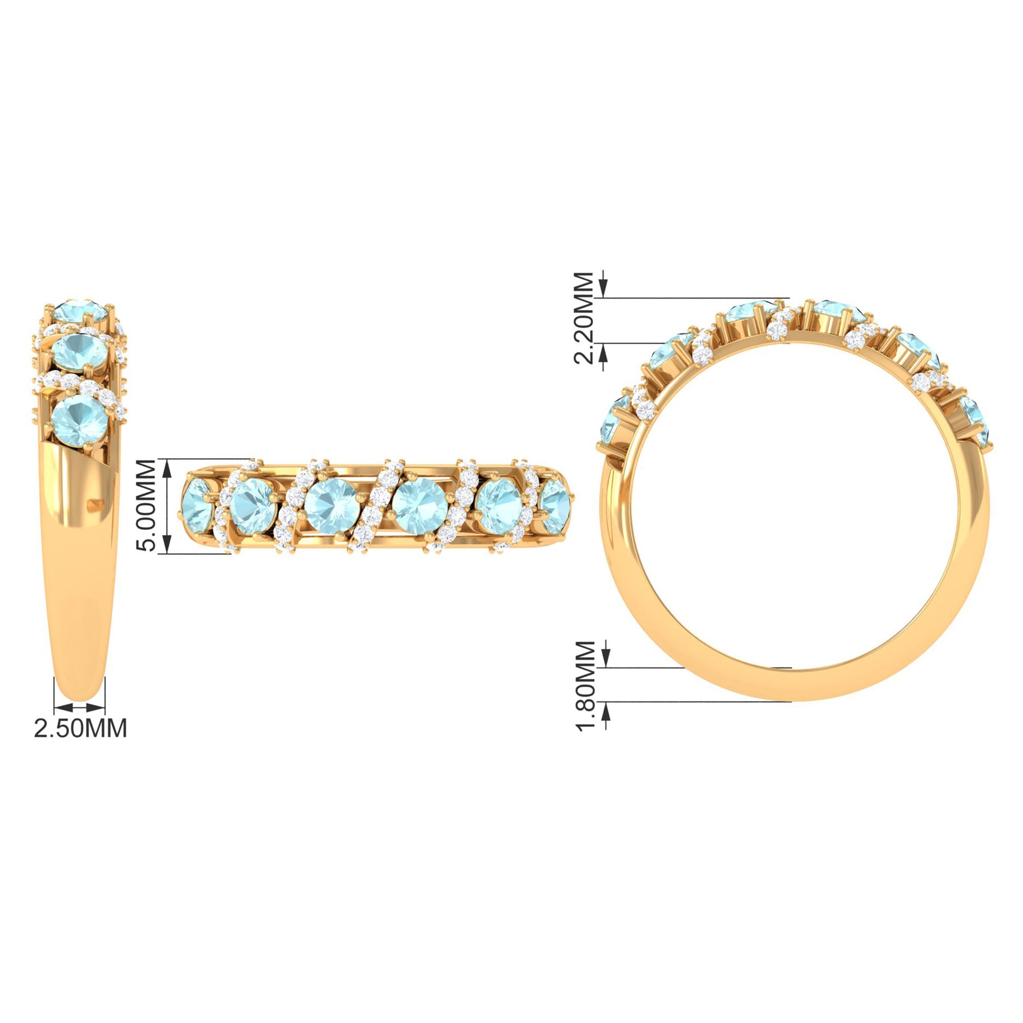 3/4 CT Sky Blue Topaz Designer Anniversary Band with Diamond Sky Blue Topaz - ( AAA ) - Quality - Rosec Jewels