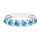 Designer Swiss Blue Topaz Anniversary Ring with Diamond Swiss Blue Topaz - ( AAA ) - Quality - Rosec Jewels