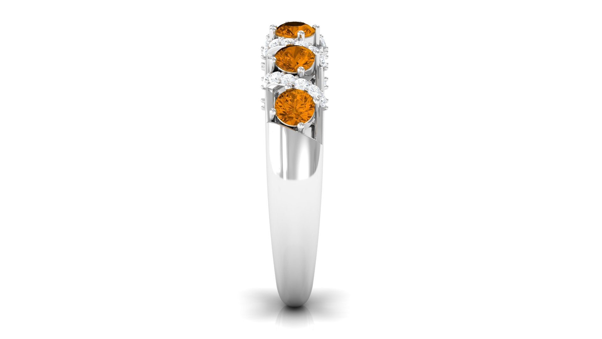 0.75 CT Designer Citrine Anniversary Ring with Diamond Citrine - ( AAA ) - Quality - Rosec Jewels