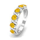 Yellow Sapphire Designer Anniversary Ring Yellow Sapphire - ( AAA ) - Quality - Rosec Jewels