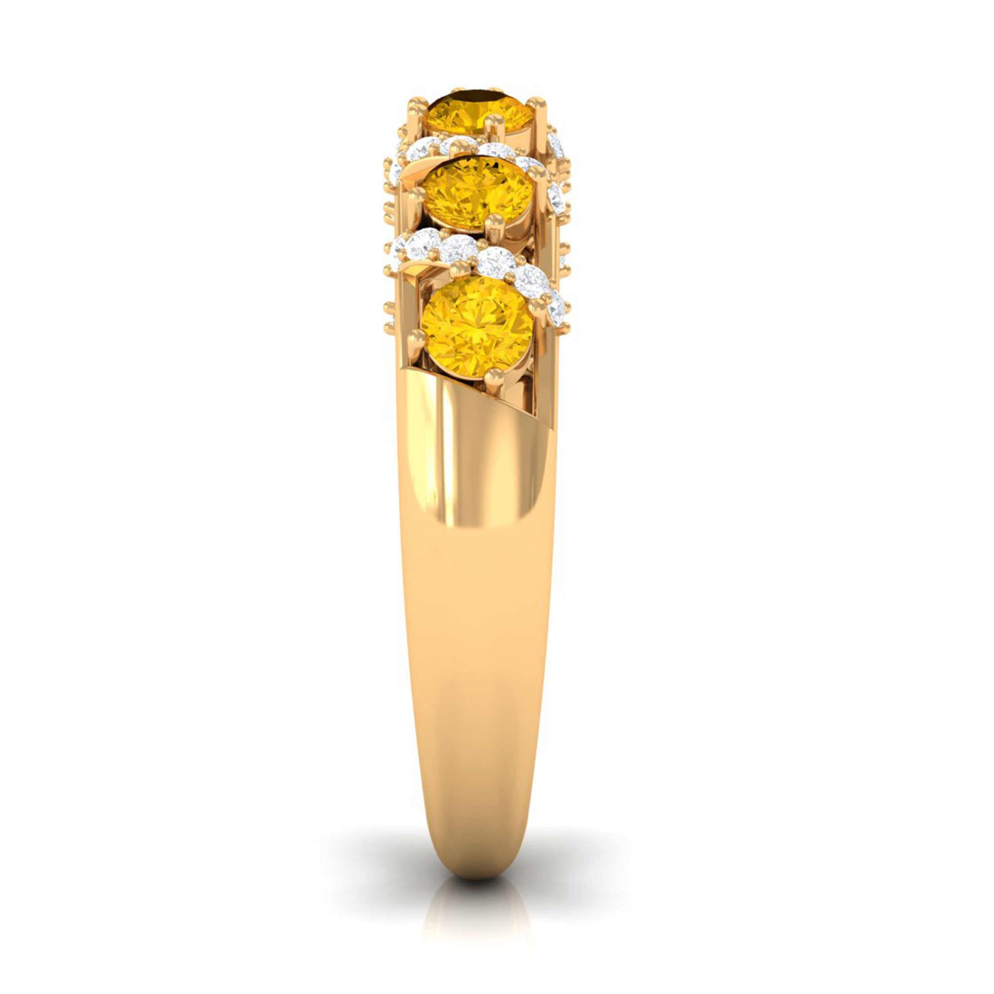 Yellow Sapphire Designer Anniversary Ring Yellow Sapphire - ( AAA ) - Quality - Rosec Jewels