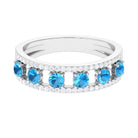 Swiss Blue Topaz Anniversary Ring with Diamond Stones Swiss Blue Topaz - ( AAA ) - Quality - Rosec Jewels