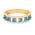 Swiss Blue Topaz Anniversary Ring with Diamond Stones Swiss Blue Topaz - ( AAA ) - Quality - Rosec Jewels