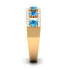 Swiss Blue Topaz Anniversary Ring with Diamond Stones Swiss Blue Topaz - ( AAA ) - Quality - Rosec Jewels