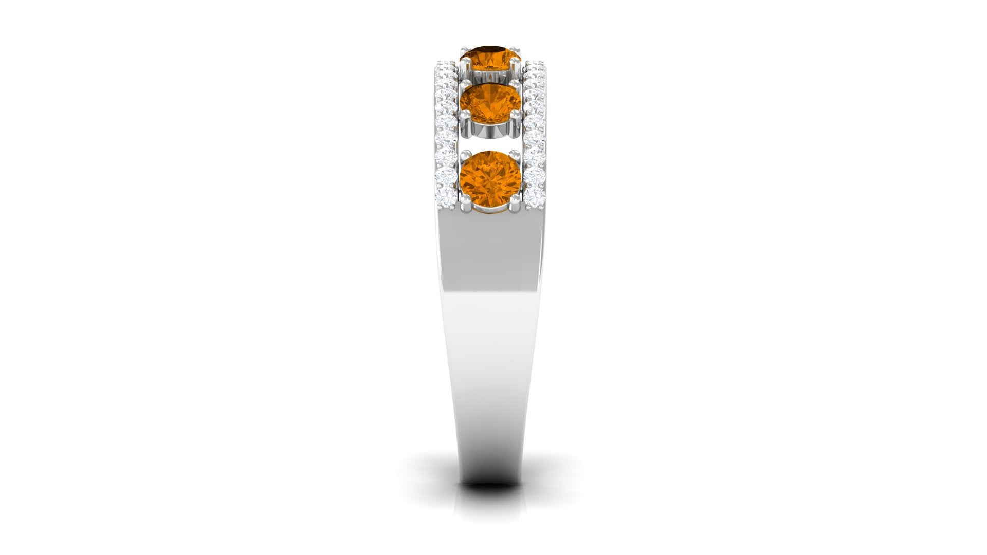 0.75 CT Real Citrine Anniversary Ring with Moissanite Accent Citrine - ( AAA ) - Quality - Rosec Jewels