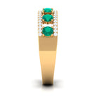 Wide Anniversary Ring with Emerald and Diamond Emerald - ( AAA ) - Quality - Rosec Jewels