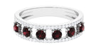 Garnet and Diamond Anniversary Ring Garnet - ( AAA ) - Quality - Rosec Jewels