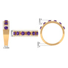 Natural Amethyst and Diamond Anniversary Ring Amethyst - ( AAA ) - Quality - Rosec Jewels