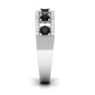 3/4 CT Black Spinel Anniversary Band Ring with Diamond Black Spinel - ( AAA ) - Quality - Rosec Jewels