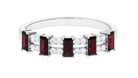 Garnet and Diamond Wide Half Eternity Band Ring Garnet - ( AAA ) - Quality - Rosec Jewels