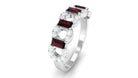 Garnet and Diamond Art Deco Half Eternity Ring Garnet - ( AAA ) - Quality - Rosec Jewels