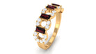 Garnet and Diamond Art Deco Half Eternity Ring Garnet - ( AAA ) - Quality - Rosec Jewels