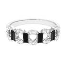 1 CT Black Spinel and Diamond Half Eternity Ring Black Spinel - ( AAA ) - Quality - Rosec Jewels