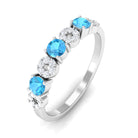 Semi Eternity Ring with Swiss Blue Topaz and Diamond Swiss Blue Topaz - ( AAA ) - Quality - Rosec Jewels