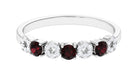 Garnet and Diamond Semi Eternity Ring Garnet - ( AAA ) - Quality - Rosec Jewels