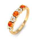 Semi Eternity Ring with Orange Sapphire and Diamond Orange Sapphire - ( AAA ) - Quality - Rosec Jewels