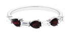 Real Garnet and Diamond East West Half Eternity Ring Garnet - ( AAA ) - Quality - Rosec Jewels