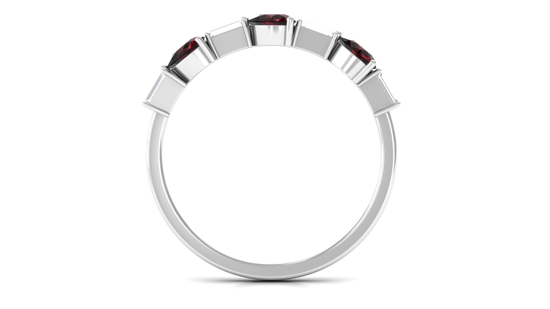 Real Garnet and Diamond East West Half Eternity Ring Garnet - ( AAA ) - Quality - Rosec Jewels