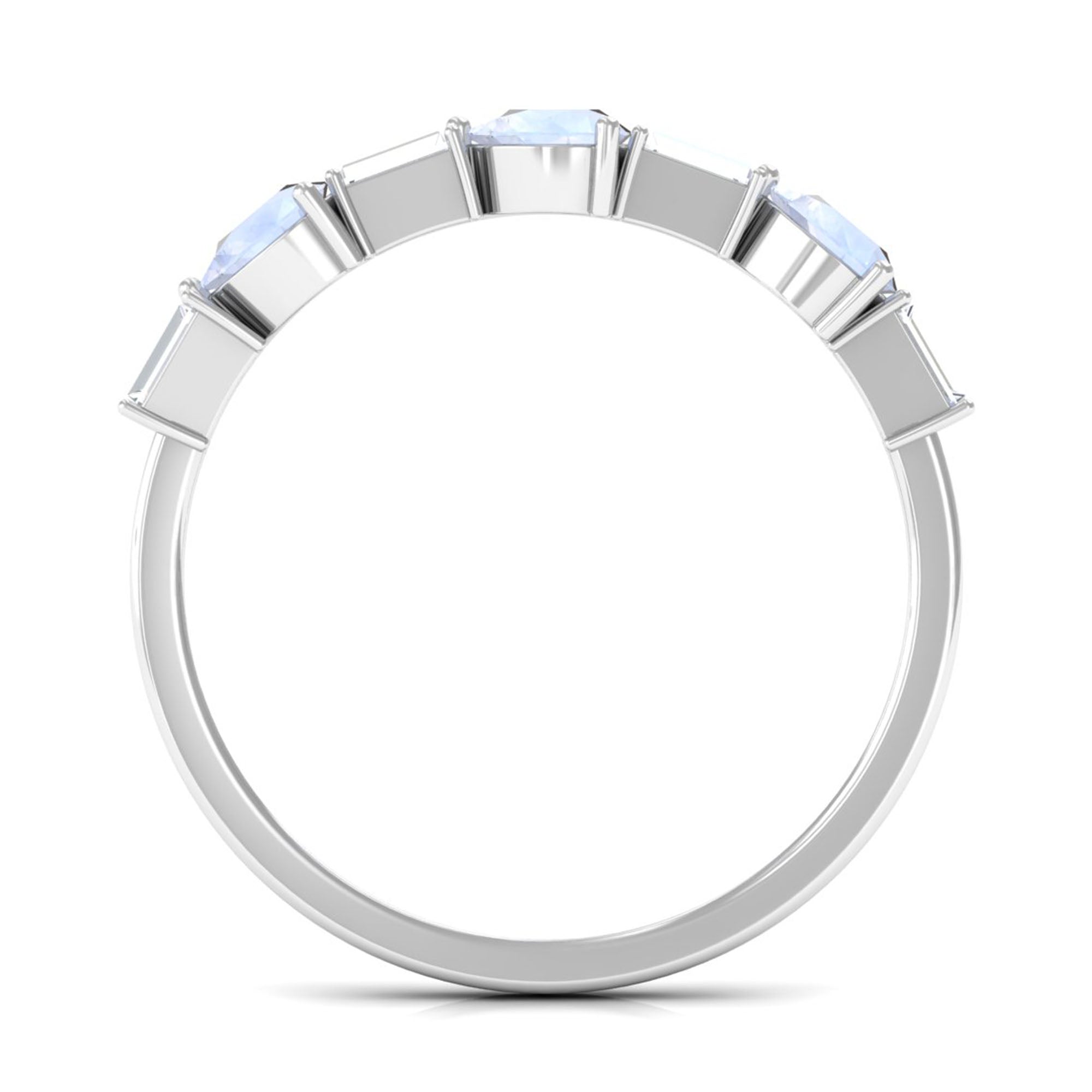 Moonstone and Diamond East West Half Eternity Ring Moonstone - ( AAA ) - Quality - Rosec Jewels