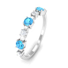 Swiss Blue Topaz and Diamond Half Eternity Ring Swiss Blue Topaz - ( AAA ) - Quality - Rosec Jewels