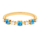 Swiss Blue Topaz and Diamond Half Eternity Ring Swiss Blue Topaz - ( AAA ) - Quality - Rosec Jewels