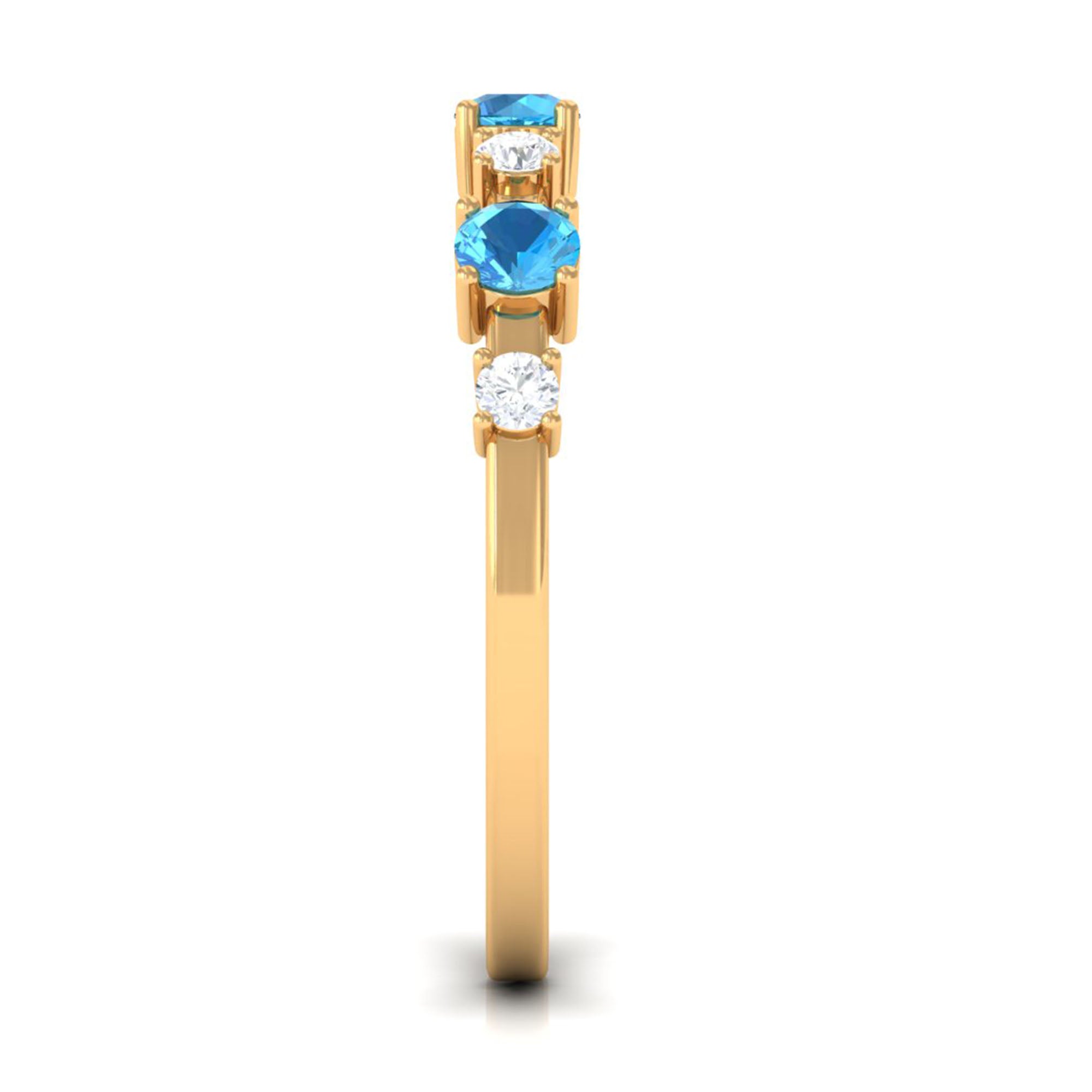 Swiss Blue Topaz and Diamond Half Eternity Ring Swiss Blue Topaz - ( AAA ) - Quality - Rosec Jewels