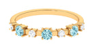 Natural Aquamarine and Diamond Half Eternity Ring Aquamarine - ( AAA ) - Quality - Rosec Jewels