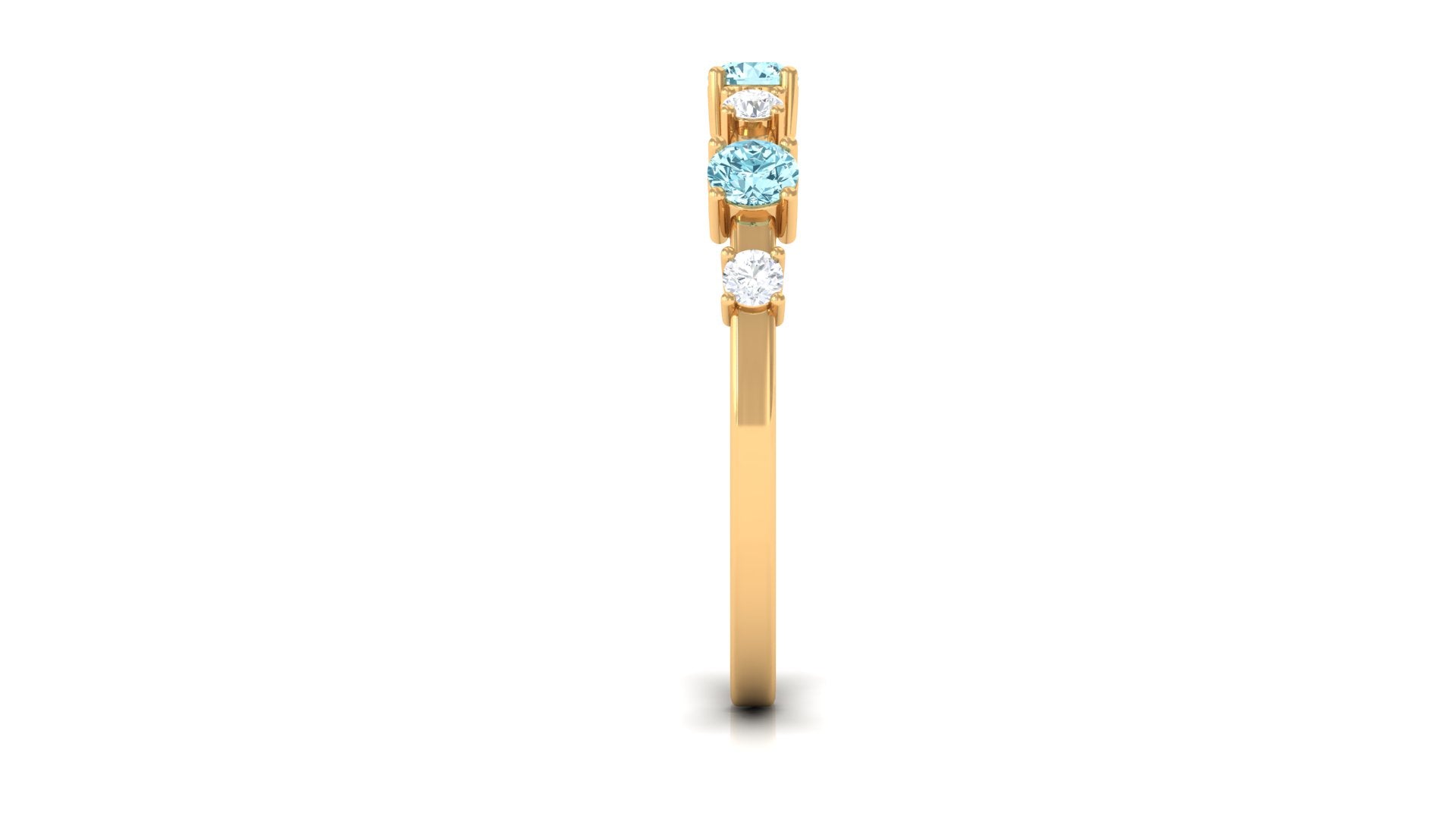 Natural Aquamarine and Diamond Half Eternity Ring Aquamarine - ( AAA ) - Quality - Rosec Jewels