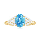 1.75 CT Swiss Blue Topaz Solitaire Ring with Diamond Accent Swiss Blue Topaz - ( AAA ) - Quality - Rosec Jewels