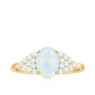 1 CT Oval Cut Moonstone Solitaire Ring with Diamond Accent Moonstone - ( AAA ) - Quality - Rosec Jewels