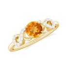 3/4 CT Citrine Solitaire Engagement Ring with Diamond Accent Citrine - ( AAA ) - Quality - Rosec Jewels